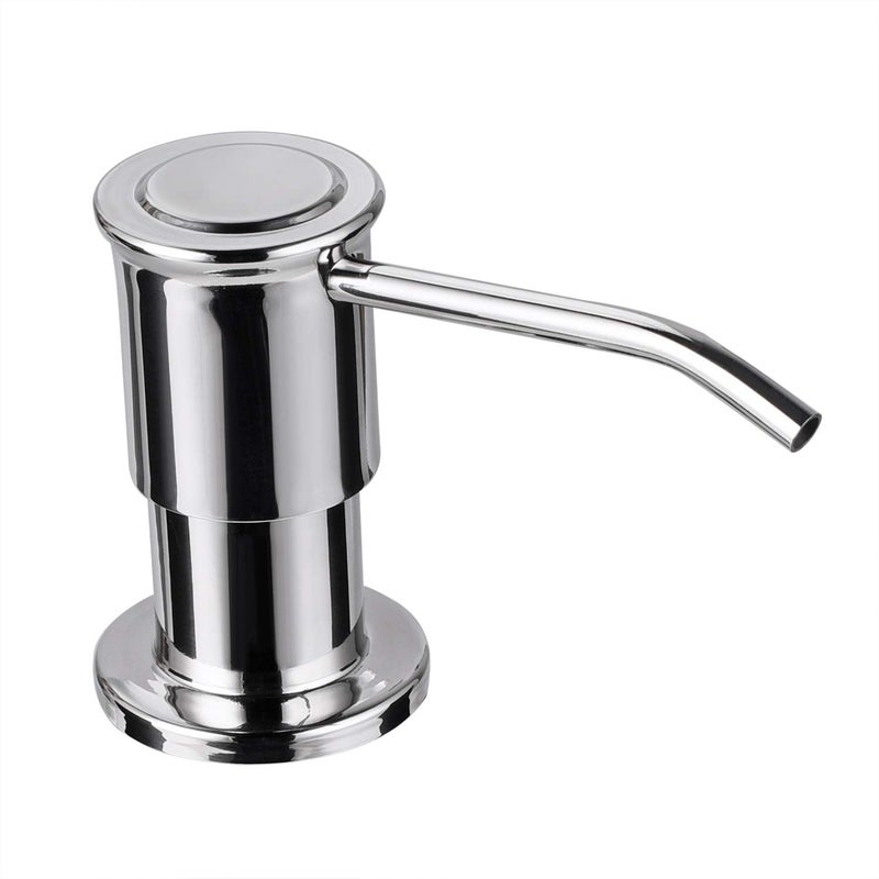 SAMODRA Sink Soap Dispenser, Stainless Steel Pump Head-Built in Design Refill Liquid from The Top with 17 OZ Bottle-3.15 Inch Threaded Tube (Chrome) - Image 1